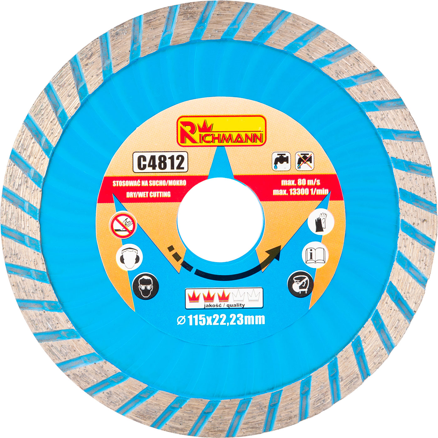 Turbo wave diamond disc blade 115x22.2 wet & dry cutting  RICHMANN C4812)