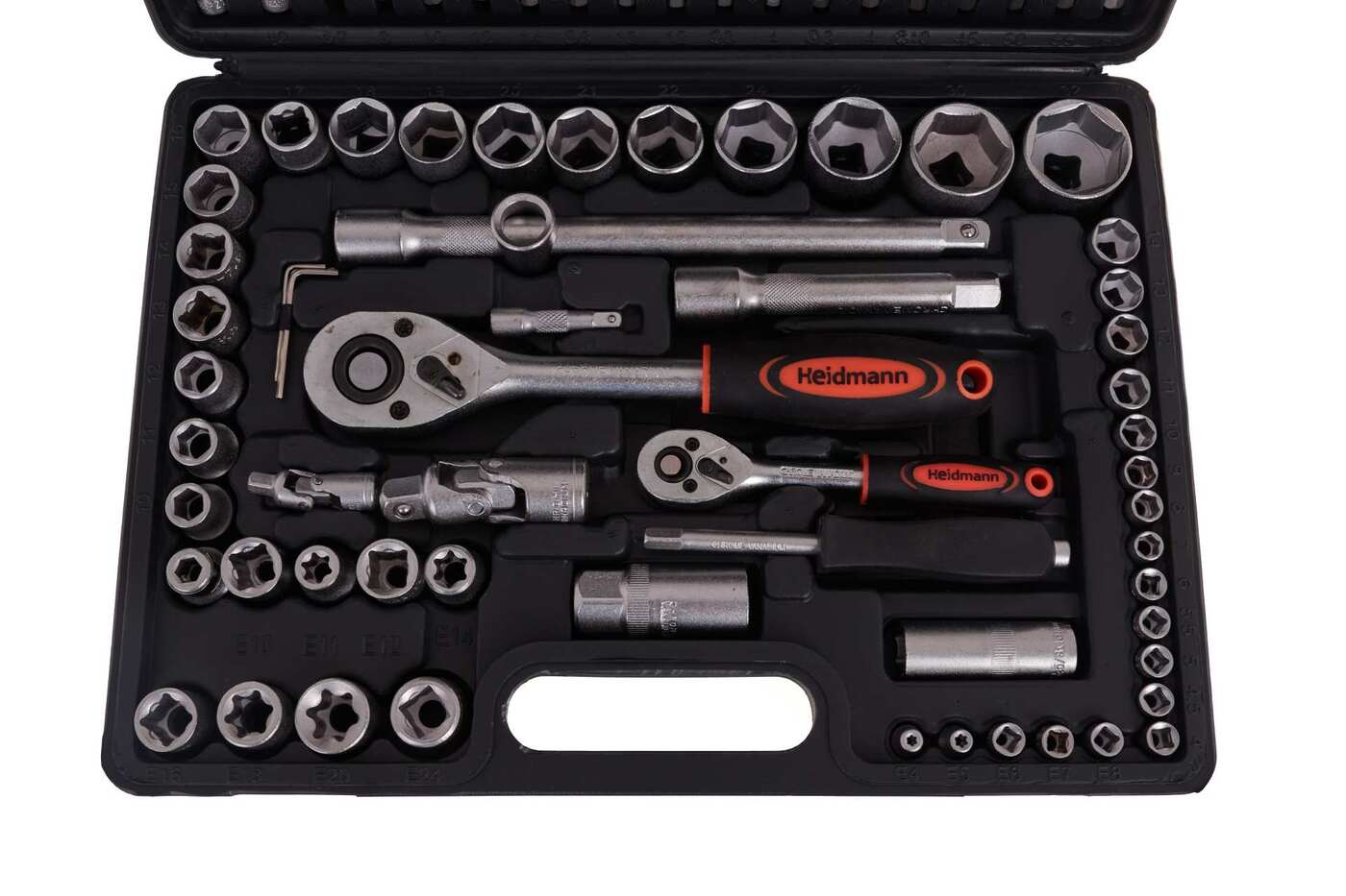 Socket Set with Ratchets, Adapters and Extensions 1/2 and 1/4 in. Drive 108 pcs G10151 HEIDMANN Socket Set with Ratchets, Adapters and Extensions 1/2 and 1/4 in. Drive 108 pcs G10151 HEIDMANN