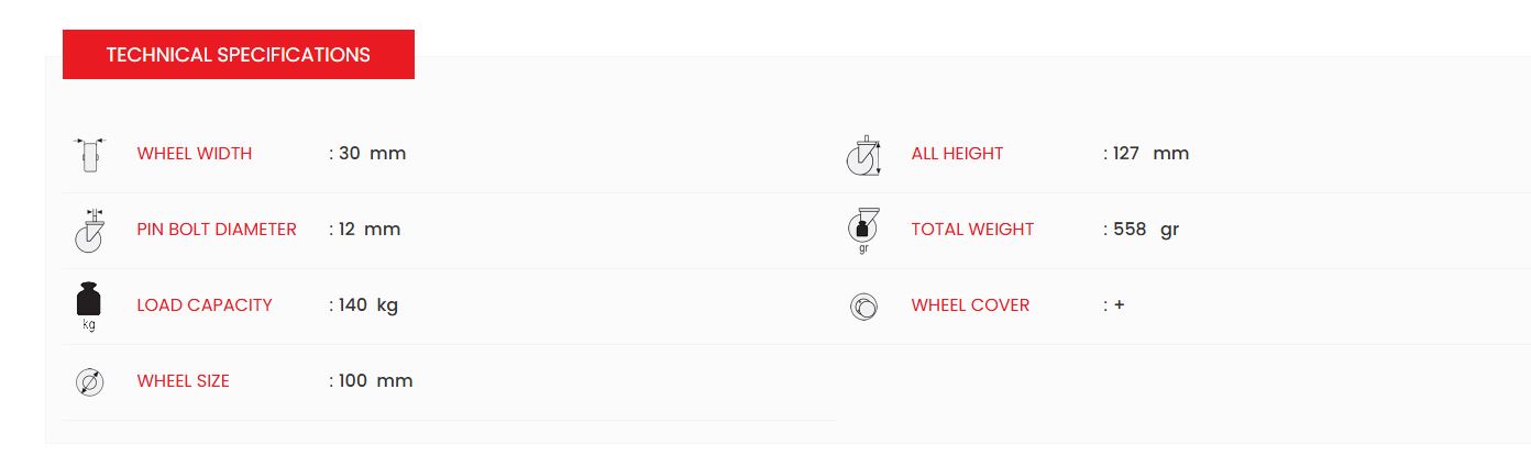 Castor Wheel Heavy Duty 100mm 140 kg EMES EM 04 ZKZ 100 Castor Wheel Heavy Duty 100mm 140 kg EMES EM 04 ZKZ 100